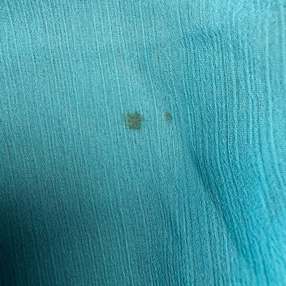 Candies Turquoise Ruffle‎ Sleeve Elastic Waist Sheer Blouse Top Womens - Picture 5 of 6